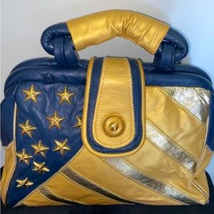 Vintage Genuine Leather Studded Flag Bag